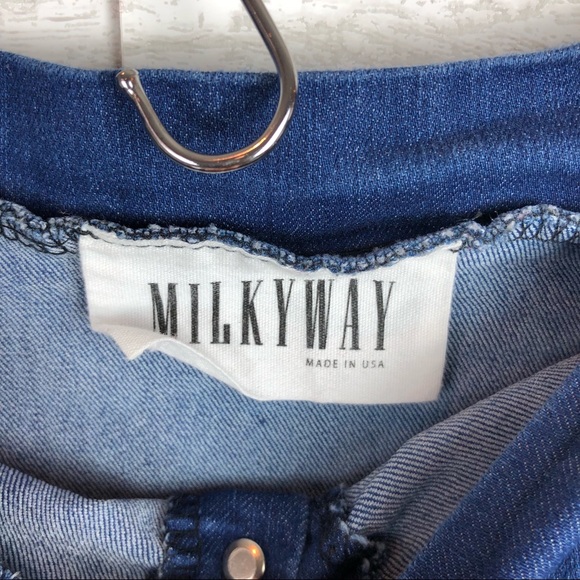 MILKYWAY Jean Button Down High Waisted Short Skirt - Picture 5 of 6